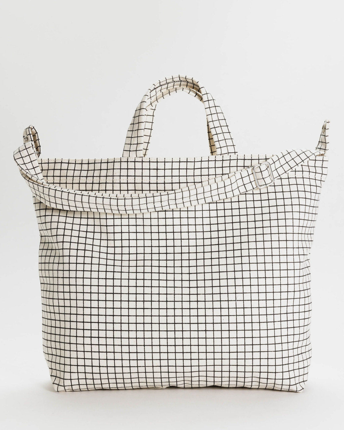 Horizontal Zip Duck Bag Natural Grid