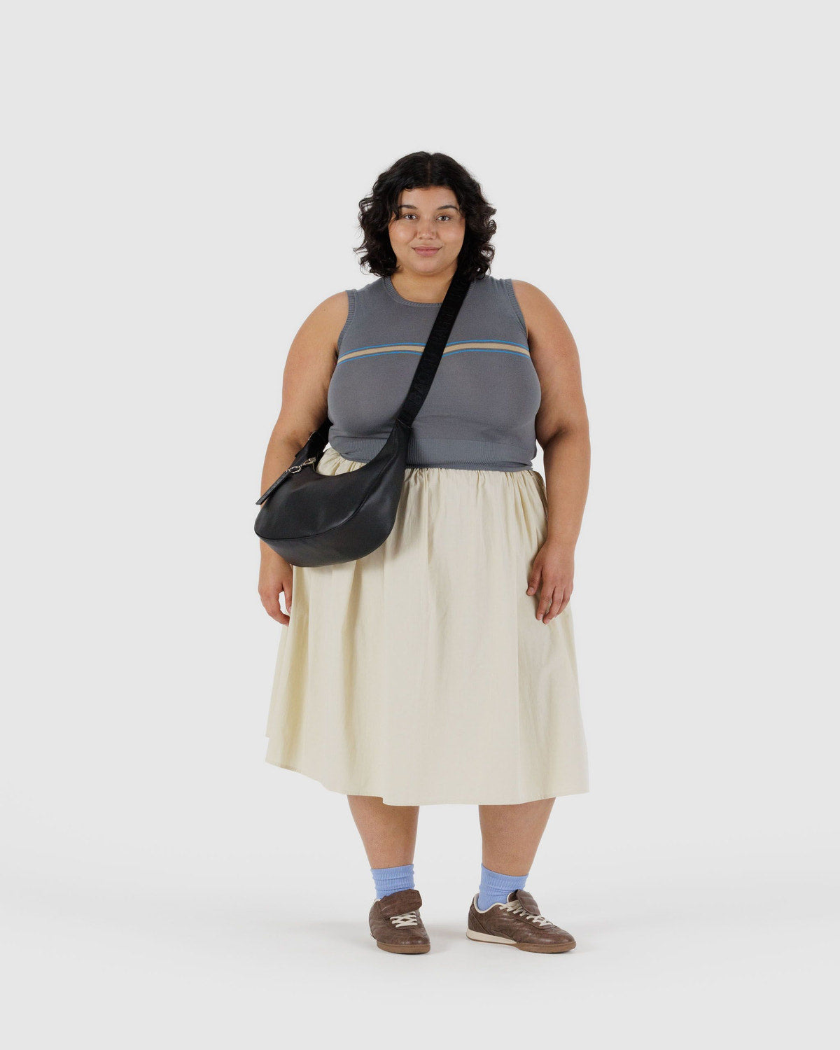 Medium Recycled Leather Crescent Bag Black