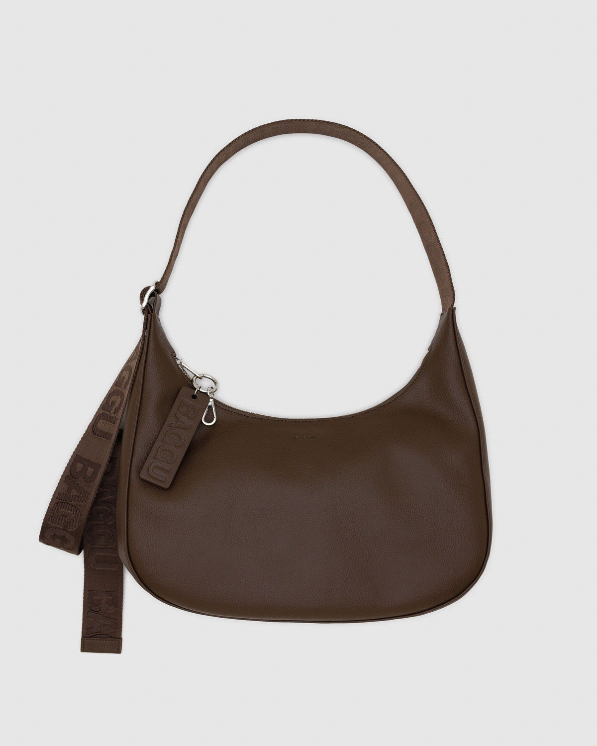 Medium Recycled Leather Crescent Bag Brown
