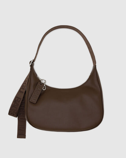 Medium Recycled Leather Crescent Bag Brown
