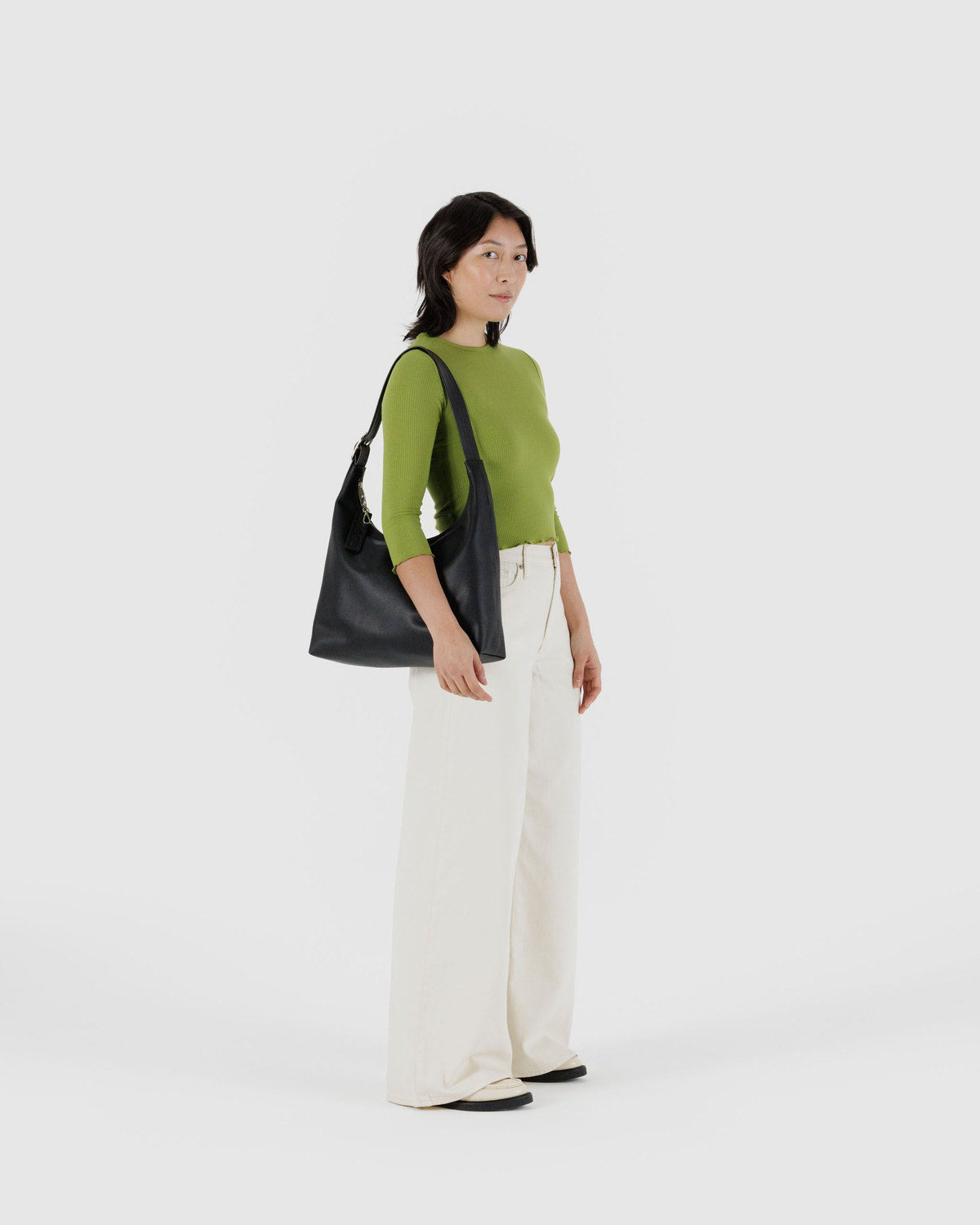 Recycled Leather Shoulder Bag Black