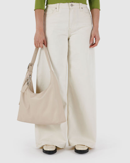 Recycled Leather Shoulder Bag Stone