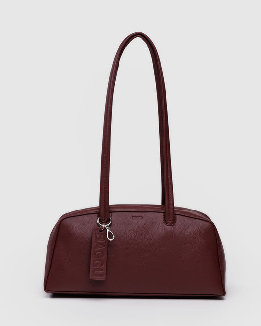Recycled Leather Bowler Bag Mahogany