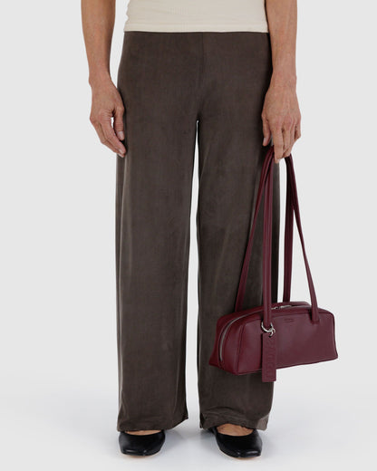 Small Recycled Leather Bowler Bag Mahogany