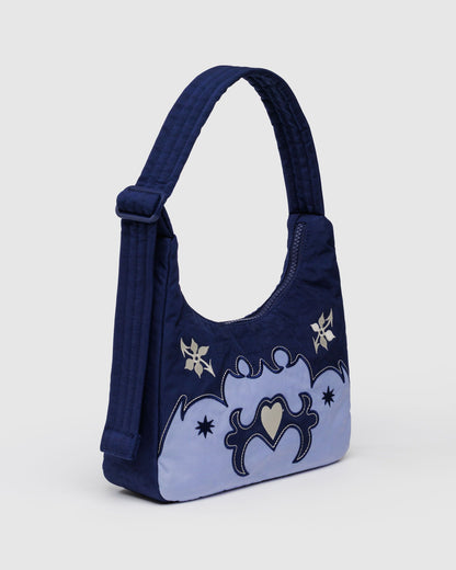 Mini Nylon Shoulder Bag  Western Appliqué