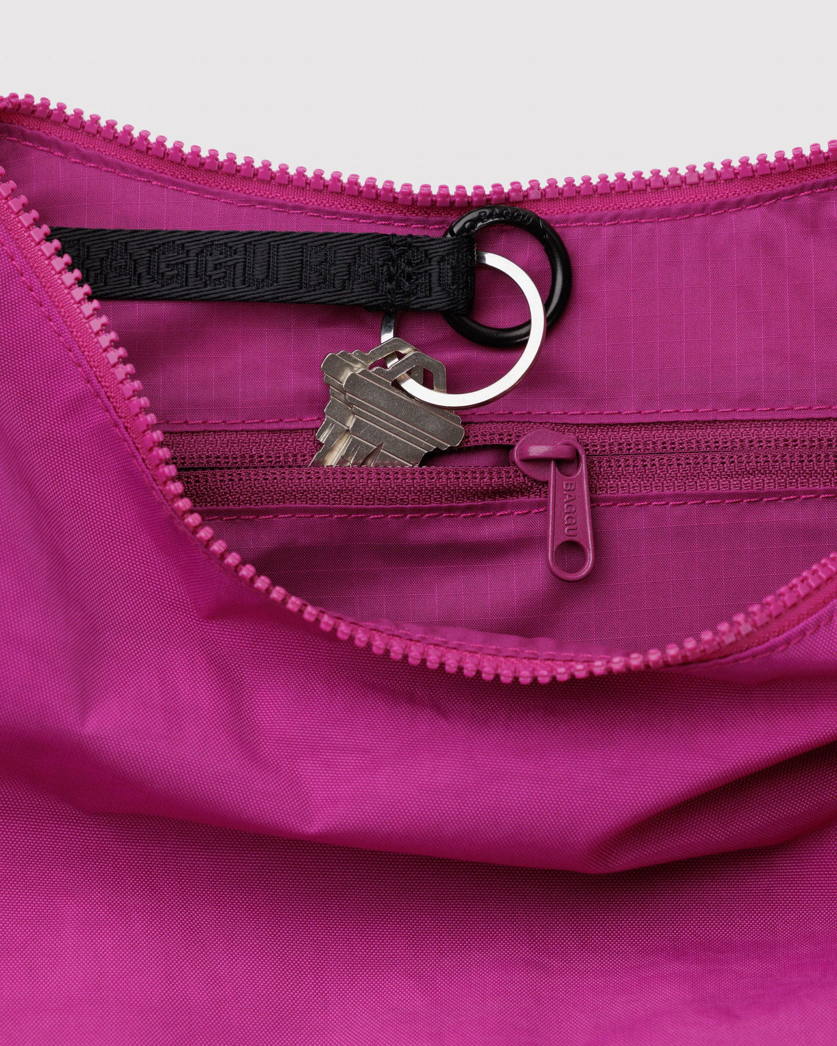 Medium Nylon Crescent Bag Deep Fuchsia