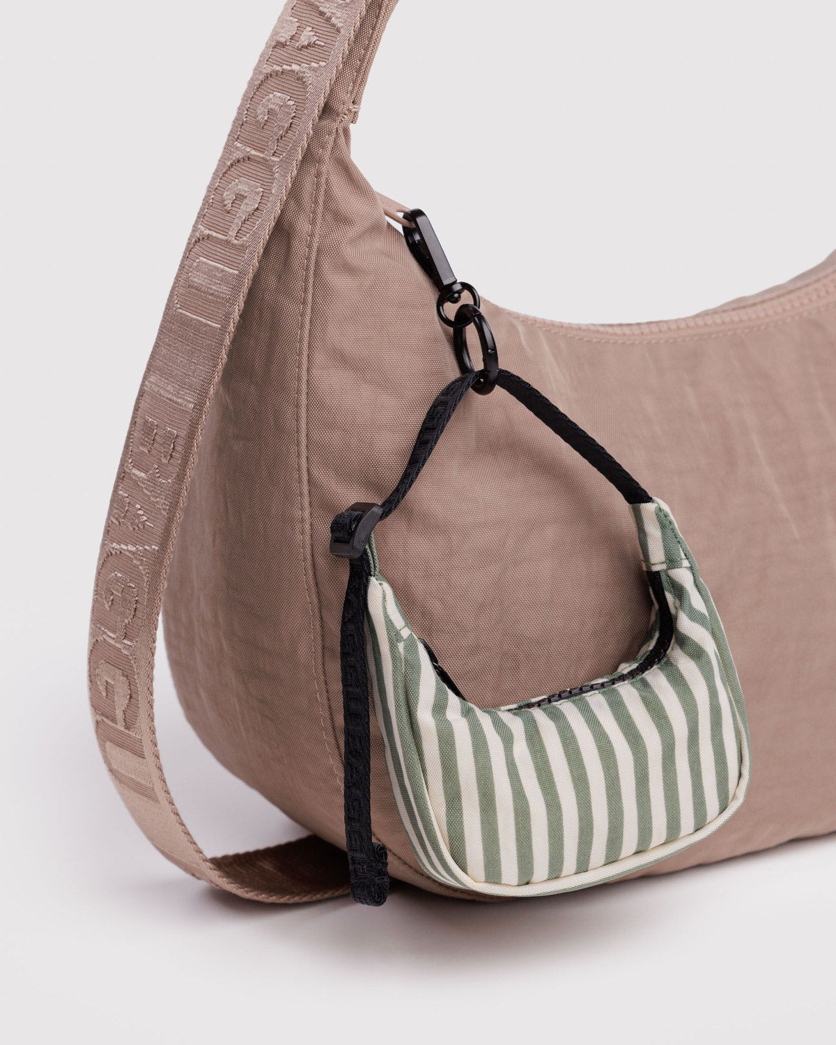 Crescent Bag Charm Sage Stripe